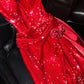 Red shiny elegant sexy long ball gown evening dress party dress nv4684