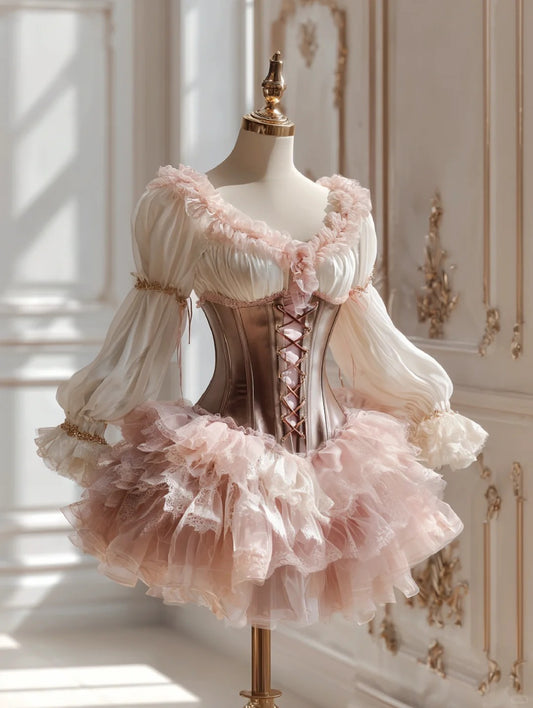 Wunderschön! Rose Palace Traumhaftes, kurzes, langärmeliges Geburtstagskleid in Rosa | Die perfekte Kombination aus Rosa und elegantem Stil. NV6529