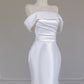 White Elegant Backless Long Mermaid Bodycon Satin Train Prom Dress Evening Gown nv4965