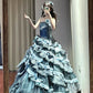 NiceVestidos--Blue vintage exquisite beaded long multi-layer tulle ball gown princess 16th birthday dress fairy tale sea daughter NV5666