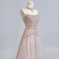 Champagne shiny gorgeous palace princess long tulle floor-length ball gown evening dress graduation dress nv5105