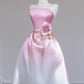 Pink Gradient Fashion Long Satin Prom Dress Evening Dress nv4962