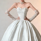 Satin Strapless Lace Train Bridal Gown - Vintage Court Style Wedding Dress NV6761