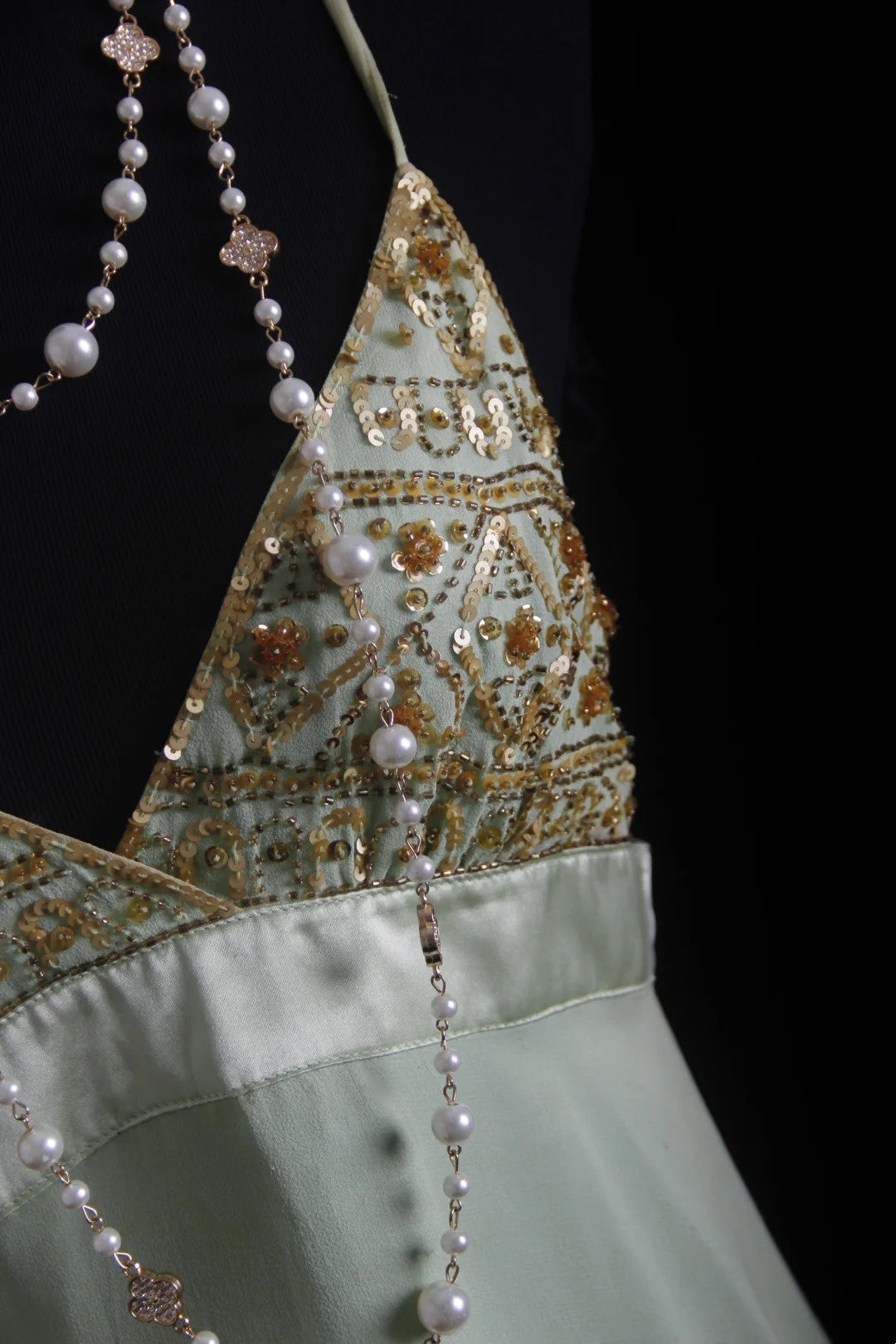 NiceVestidos--Dreamy Handmade Beaded Now trending Niche Luxury Fairy Tale Mint Green Chiffon Beaded Bird Appliqué Spaghetti Strap Slim Long Prom DressNV5792