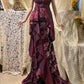 Purple Lace Beautiful Mermaid Long Satin Ball Gown Evening Dress nv4321