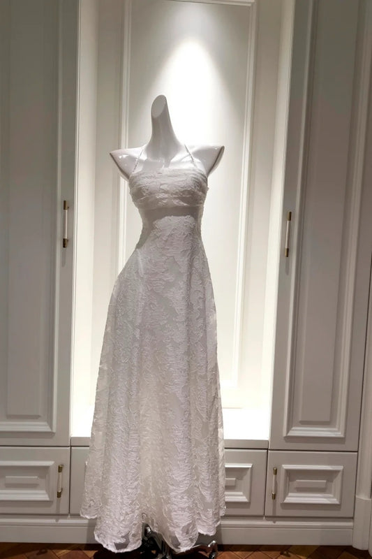 NiceVestidos-_W White Lace Spaghetti Strap Long Dress NV5936