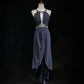 Blue rhinestone backless long chiffon ball gown evening dress nv4427