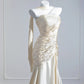 Gold fashion long satin prom dress evening dress party dress nv4723