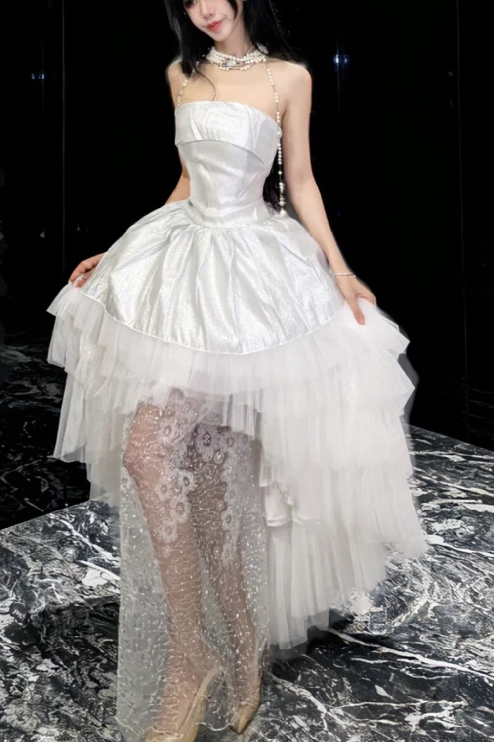 White short long dress NV6728