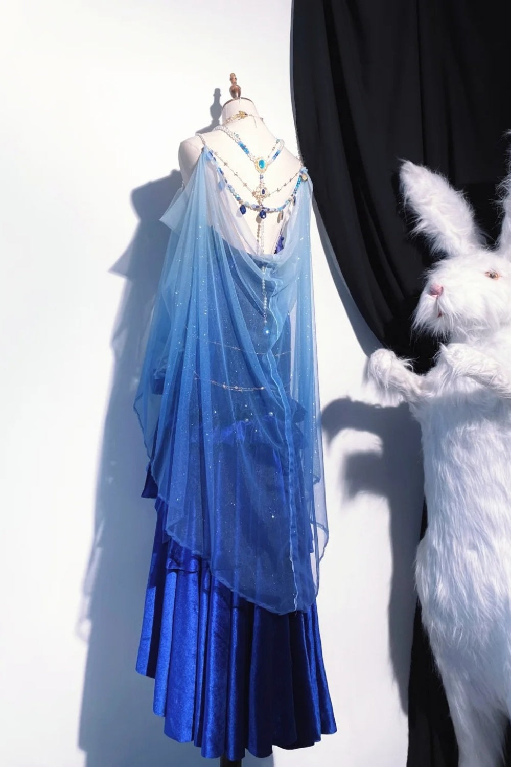 Retro-blaues langes Göttinnenkleid, Ballkleid NV6473