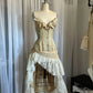 Champagne Gold Retro Fashion Exquisite Lace Elegant Long Satin Princess Court Style Ball Gown Evening Gown Party Dress nv3595