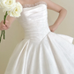 Strapless Satin A Line Wedding Dress Long Train Princess Bridal Gown  NV7130