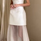 White simple elegant long satin tulle ball gown evening gown wedding dress nv2910