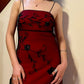 NiceVestidos--Graduation Ceremony Style Burgundy Black Floral Spaghetti Strap Floor-Length Graduation Gown NV5801