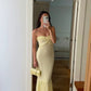 Yellow lace tube top off-shoulder slim mermaid fishtail maxi dress long evening dress wedding guest party dress nv2730