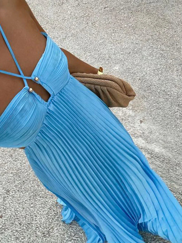 Blue Stylish Elegant Simple Sweetheart Sleeveless A Line Long Chiffon Evening Gown Prom Dress Wedding Party Dress nv3805