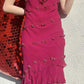 NiceVestidos--Pink Floral Short/Mid-Length Ruffled Homecoming Dress NV5717