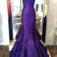 Purple Elegant Fashion V-neck Exquisite Sequins Long Satin Floor-length Train Ball Gown Evening Gown Party Dress nv3633