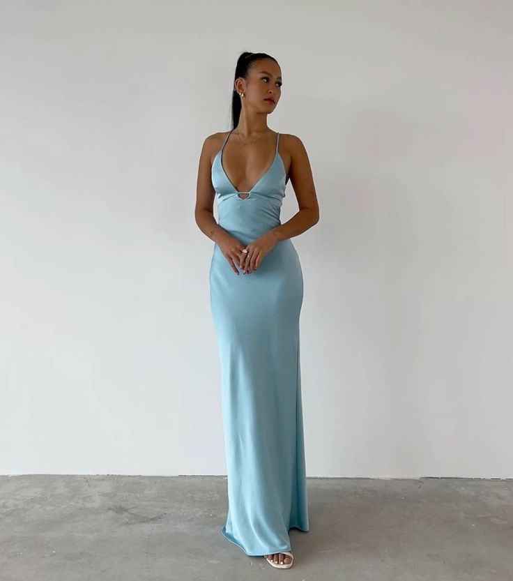 Blue fashion unique simple elegant V-neck straps mermaid long party dress prom dress evening dress nv2339