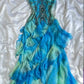 NiceVestidos--Short Blue Gradient Shiny Gorgeous Retro Fashion Exquisite Gemstone Beads Long Ankle Length Chiffon Ruffle Ball Dress Evening Dress Party Dress Prom Dress NV5709