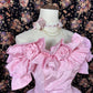 Pink floral beaded princess long satin ball gown evening dress quinceanera dress nv4649
