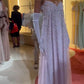 Pink gorgeous shiny spaghetti strap off-shoulder long chiffon prom dress evening dress nv5213