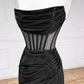 Simple Off the Shoulder Satin Black Long Prom Dress, Black Long Evening Dress nv1607