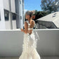 White tube top spaghetti strap tassel long mermaid ball gown evening dress party dress nv2708