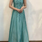 Green Charming Fashion Exquisite Beading Long Elegant Tulle Satin Ball Gown Evening Gown Party Dress nv3975