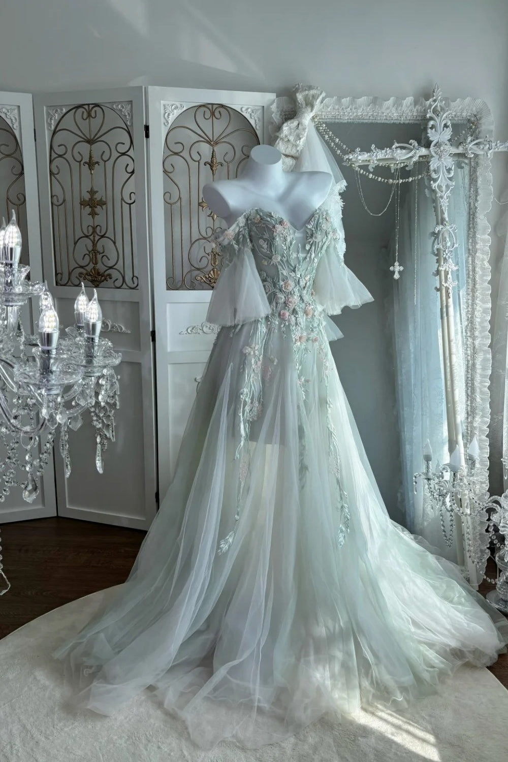 Fairy delicate floral long chiffon formal dress NV6604