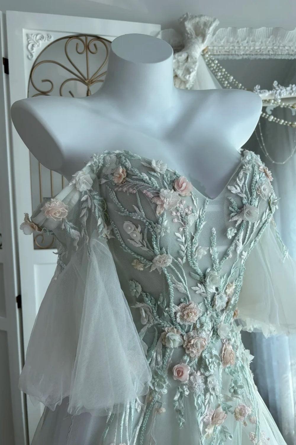 Fairy delicate floral long chiffon formal dress NV6604