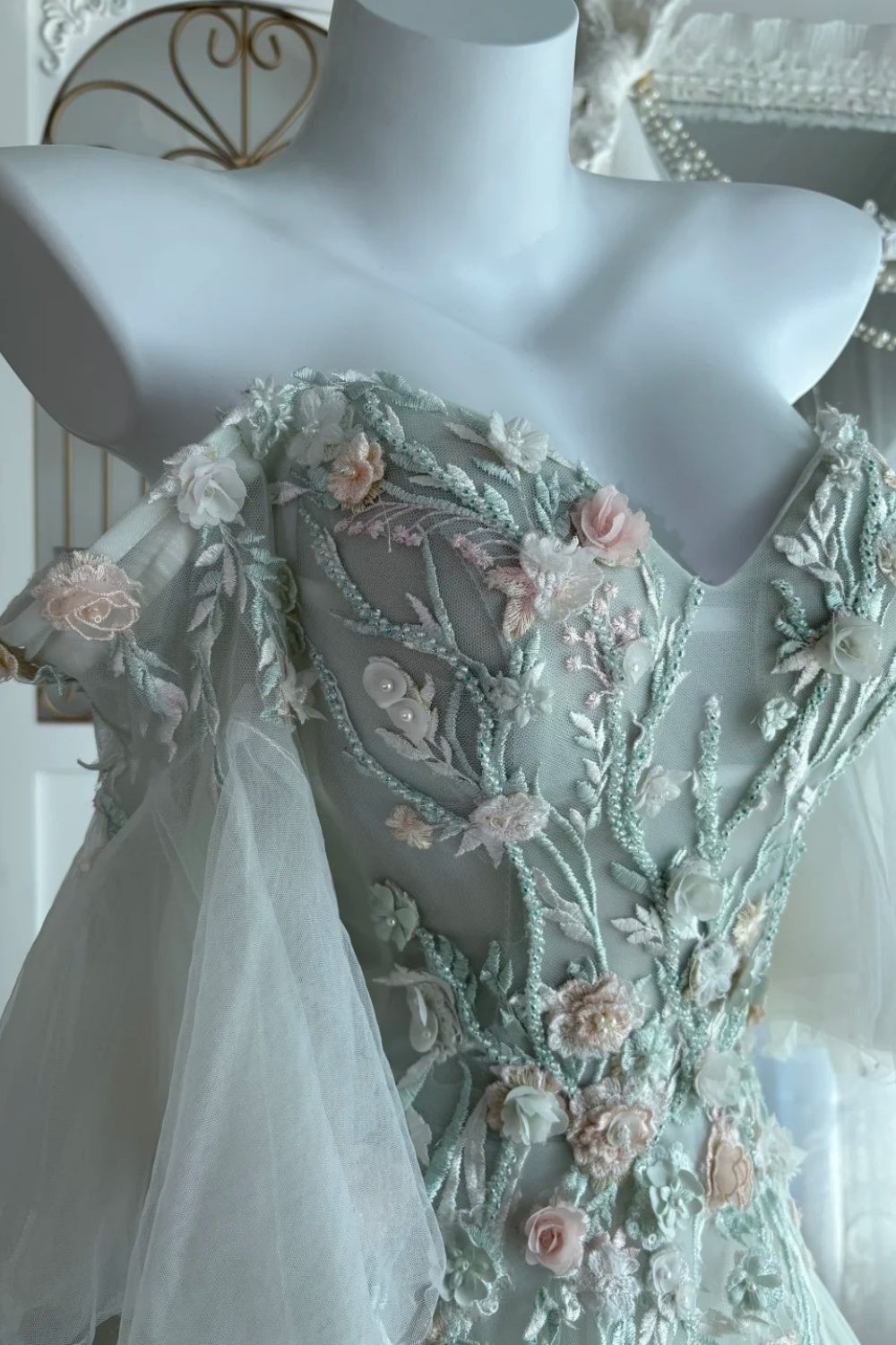 Fairy delicate floral long chiffon formal dress NV6604