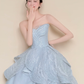 Strapless Sweetheart Ice Blue Scale Sequin Princess Ball Gown Prom Dress  NV7424