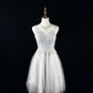 Silver Sequin Lace Tulle Short Homecoming Dress Prom Dress Birthday Dress nv4496