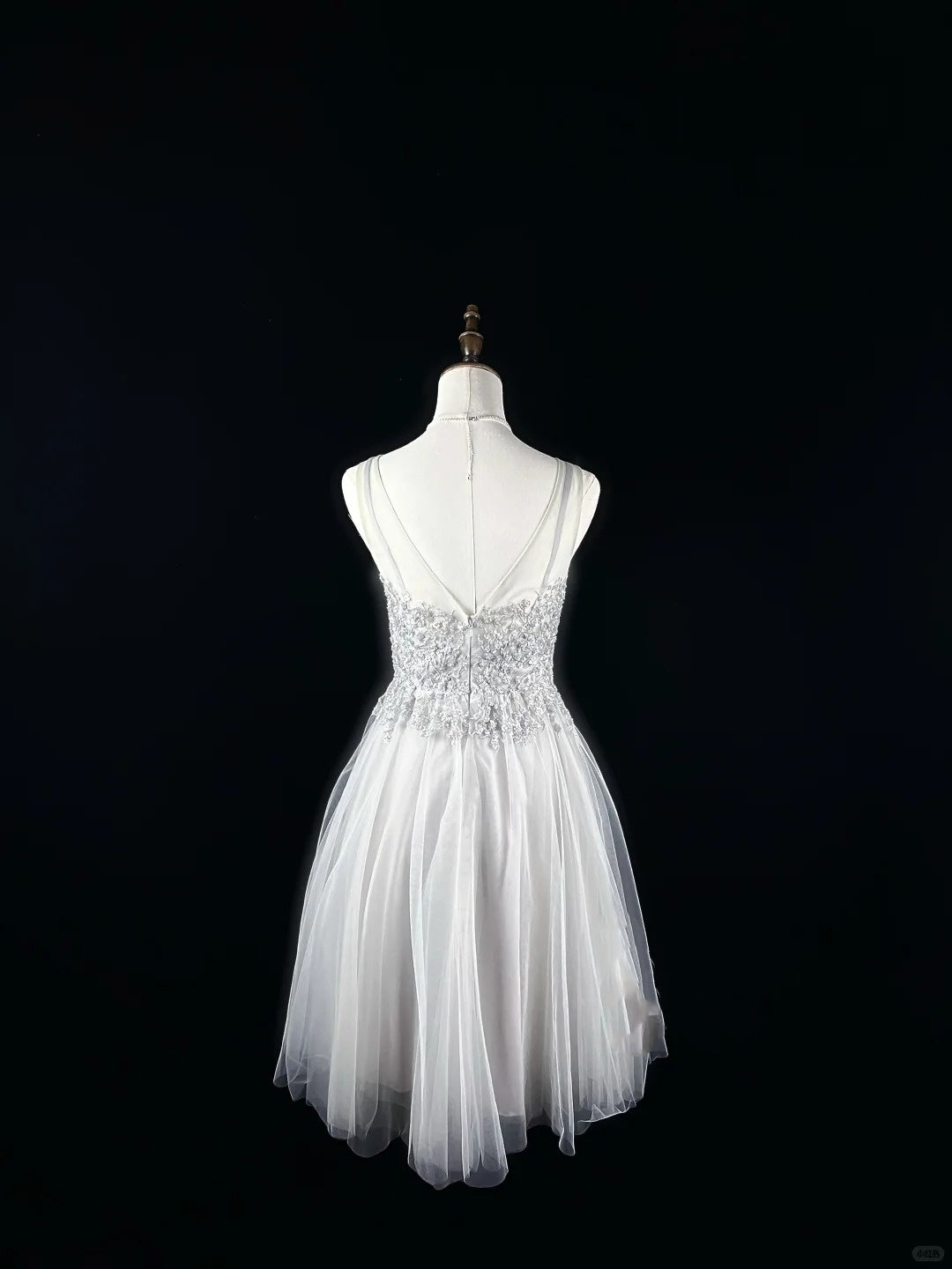 Silver Sequin Lace Tulle Short Homecoming Dress Prom Dress Birthday Dress nv4496