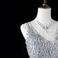 Silver Sequin Lace Tulle Short Homecoming Dress Prom Dress Birthday Dress nv4496