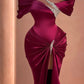 Purple gorgeous elegant exquisite beaded long satin floor-length trailing ball gown evening dress party dress nv2851