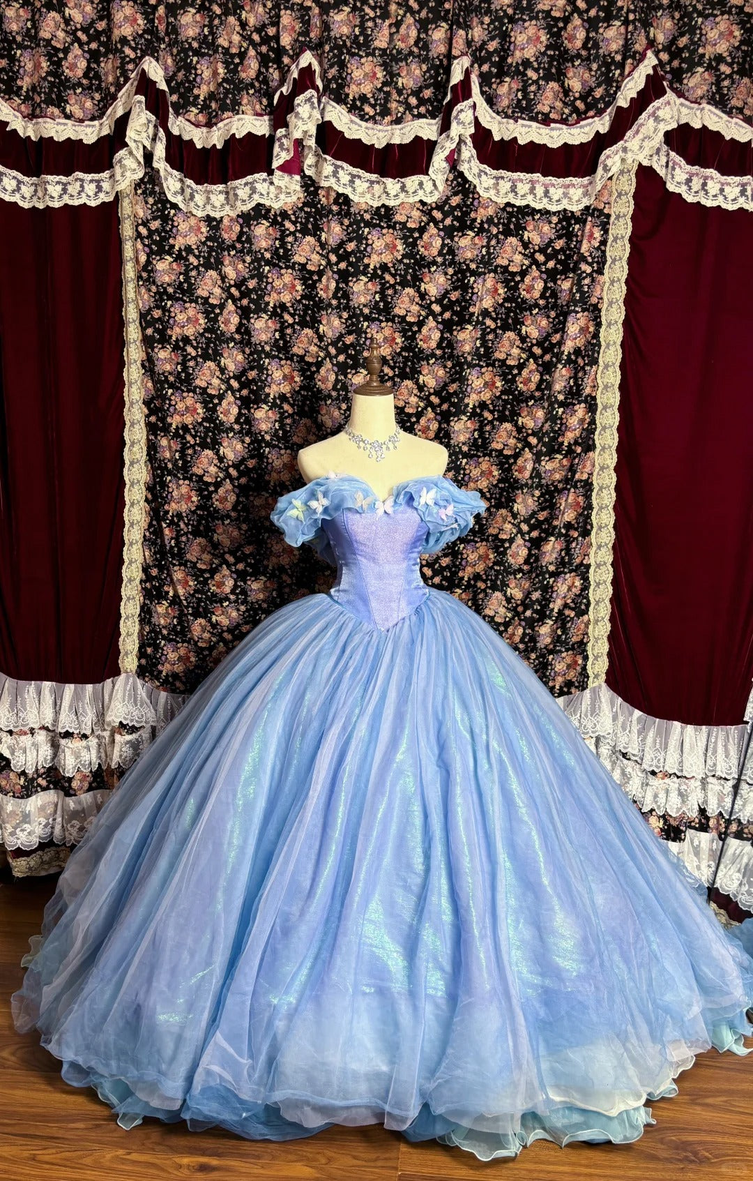 Blue Princess Elegant and Exquisite Long Floor-length Ball Gown Evening Gown Cinderella nv4178