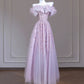 Pink Purple gorgeous exquisite beaded long prom dress evening dress party dress nv4727