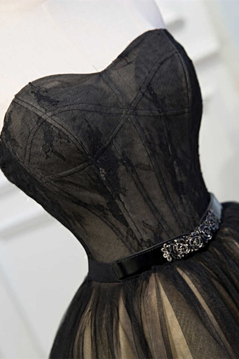 A-line black lace sweetheart short mini bustier homecoming dress evening gown party dress nv2283