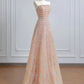 Pink Gold Gorgeous Luxury Long Tulle Prom Dress Evening Dress Party Dress nv4947