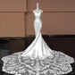White Elegant Fashion Long Lace Satin Oversized Mermaid Slim Prom Dress Evening Dress Party Dress Wedding Dress nv4742