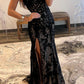 Mermaid Sweetheart Black Corset Prom Dress with Appliques nv1629