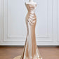 Gold Satin Long Mermaid Slim Prom Dress Evening Dress Party Dress nv4720