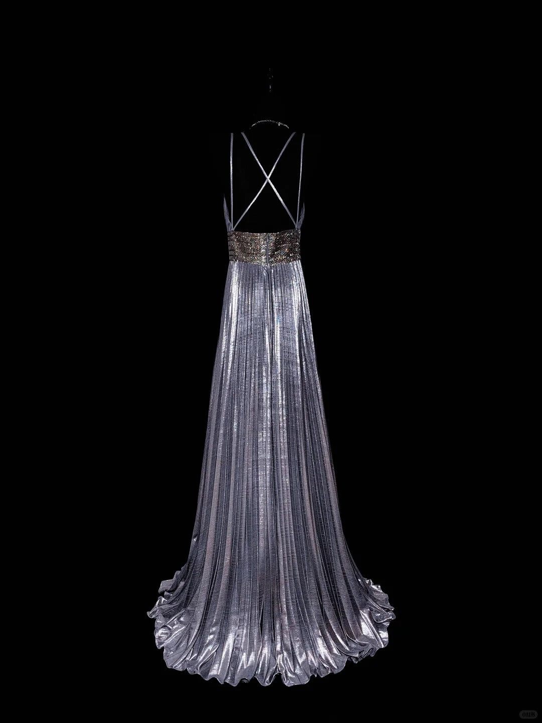 Moonlight Silver Fashion Elegant V-neck Exquisite Beading Long Satin Floor Length Train Ball Gown Evening Gown Prom Gown Party Dress nv3868