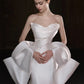 White Gorgeous Exquisite Beaded Long Satin Mermaid Slim Ball Gown Evening Gown Wedding Dress nv4127