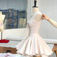Pink Fashion Sweet Bow Short satin Homecoming Dress Prom Dress Birthday Dress nv4512