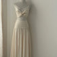 Champagne White Elegant Retro Fashion Romantic Exquisite Lace Spaghetti Strap Long Floor Length Chiffon Ball Gown Evening Dress Birthday/Vacation/Wedding Dress Ball Gown nv4074