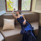Blue Enchantress Mermaid Princess Ruffles Light Luxury Small People Day Dress Ball Dress Evening Dress nv4543