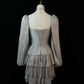 Silver Sparkling Ruffle Short Satin Homecoming Dress Birthday Dress nv4498